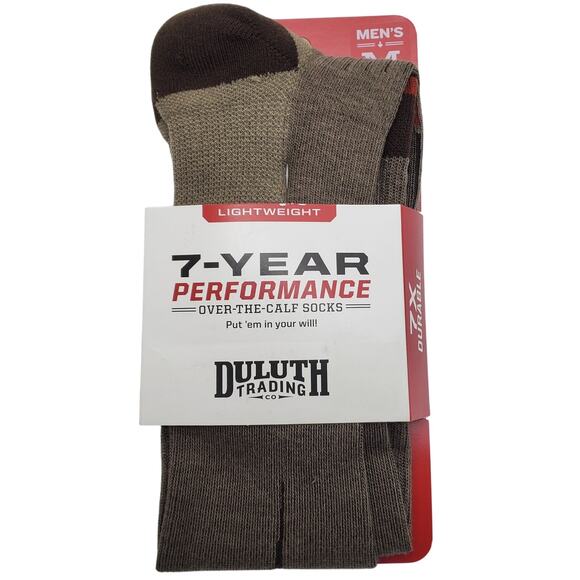 Duluth Trading 7 Year Socks Over the Calf Brown Med 8-9 Lightweight Performance - Picture 1 of 6